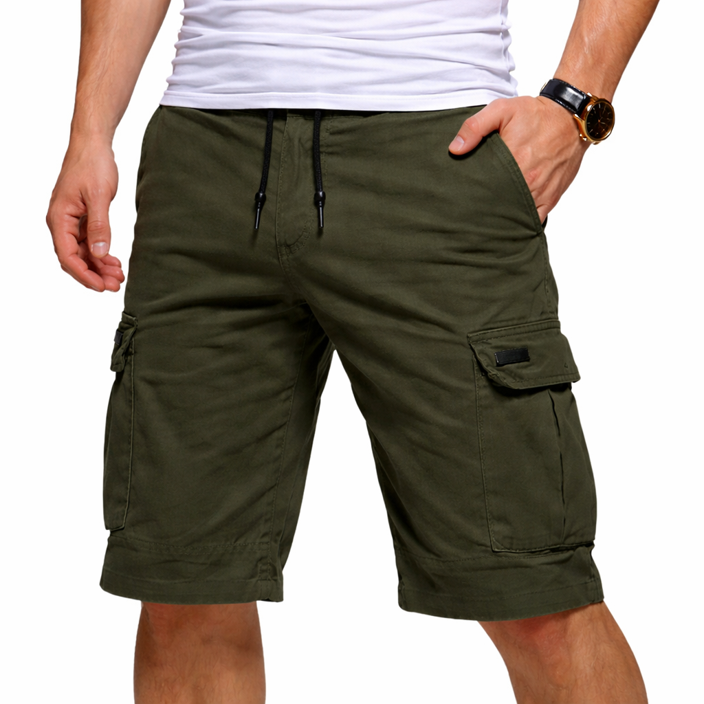 Men's Cargo Shorts with Drawstring Waist and Multi Pocket