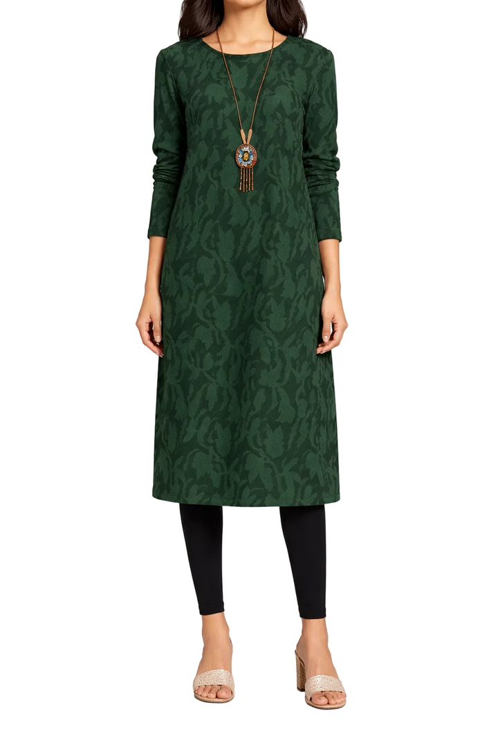 Women's Long Sleeve Pattern Midi Dress