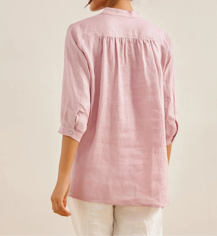 Women's Loose V Neck Blouse with Three Quarter Sleeve