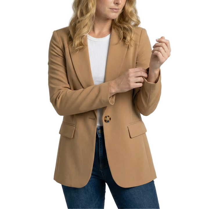 Women's Single Button Blazer with Notch Lapel