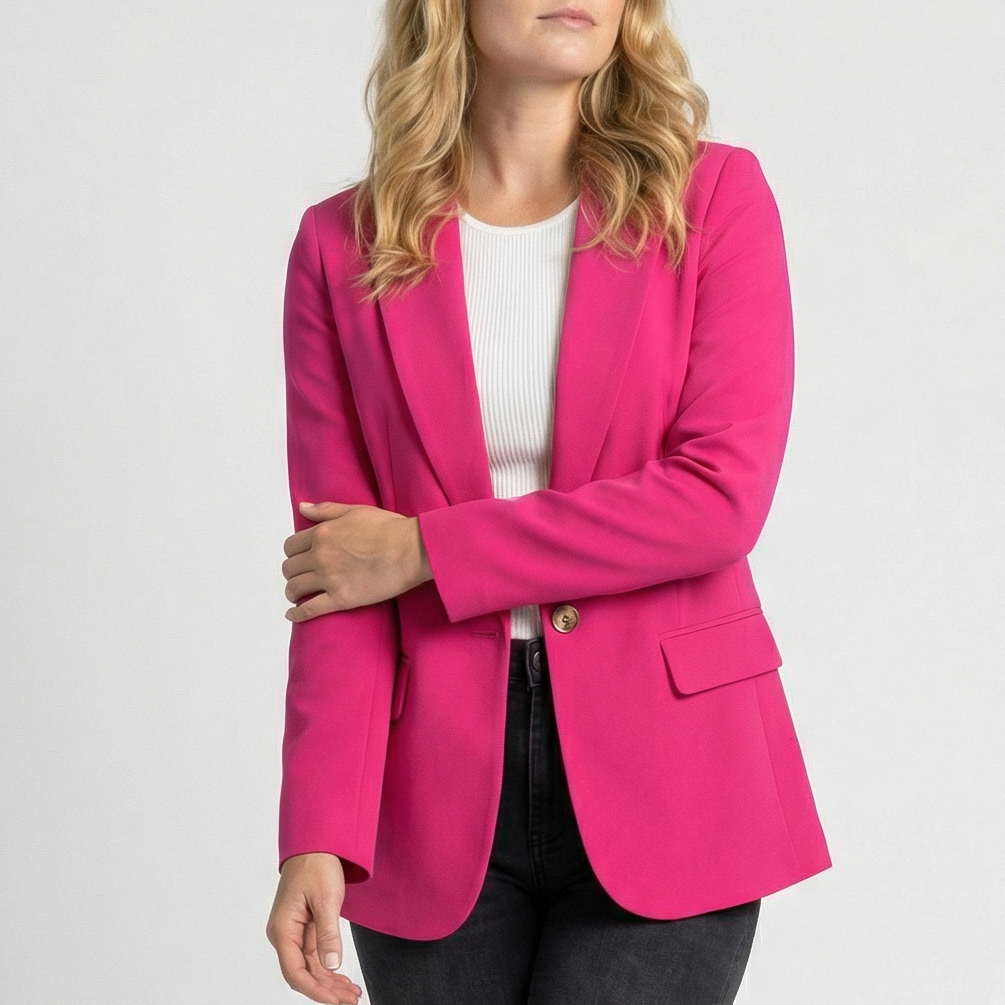 Women's Single Button Blazer with Notch Lapel