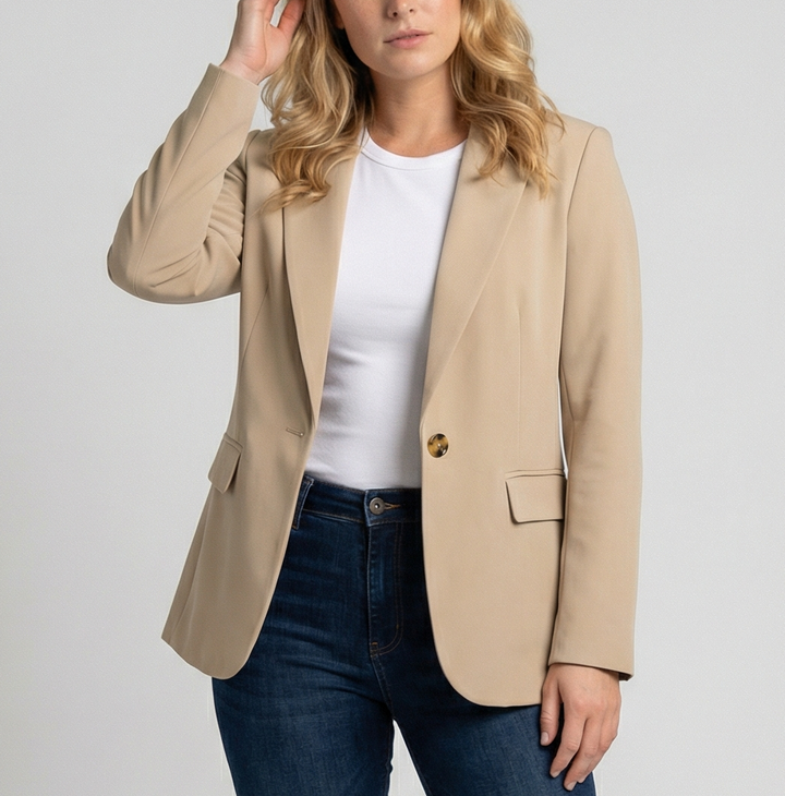 Women's Single Button Blazer with Notch Lapel