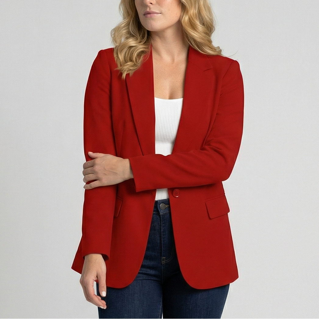Women's Single Button Blazer with Notch Lapel
