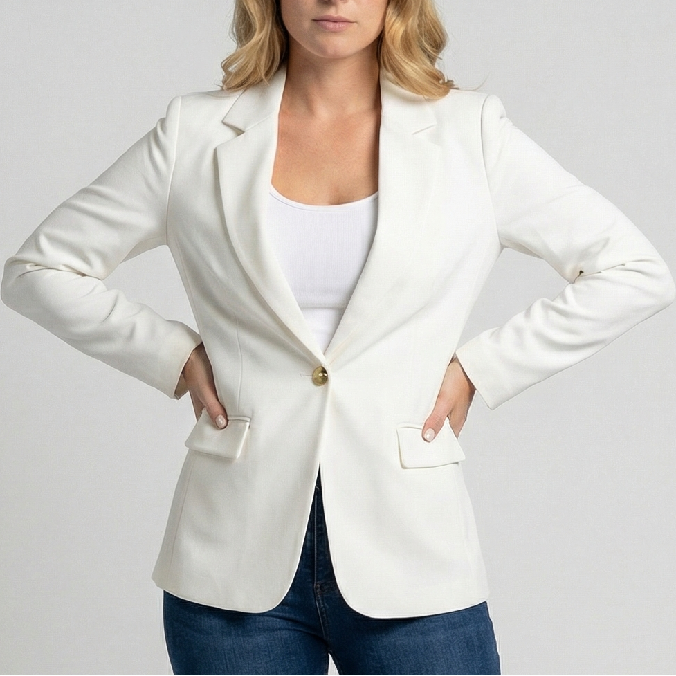 Women's Single Button Blazer with Notch Lapel
