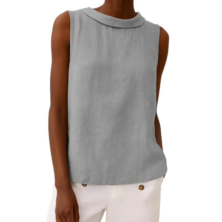 Women's Sleeveless Roll Collar Blouse