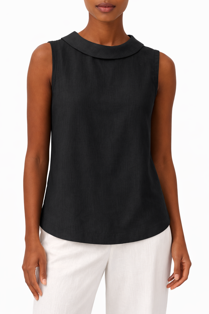 Women's Sleeveless Roll Collar Blouse
