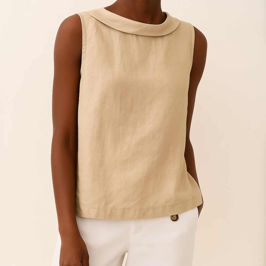 Women's Sleeveless Roll Collar Blouse