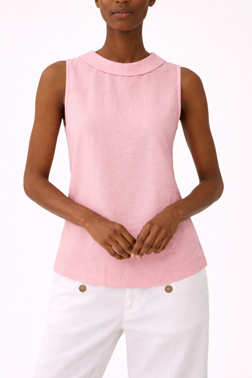 Women's Sleeveless Roll Collar Blouse
