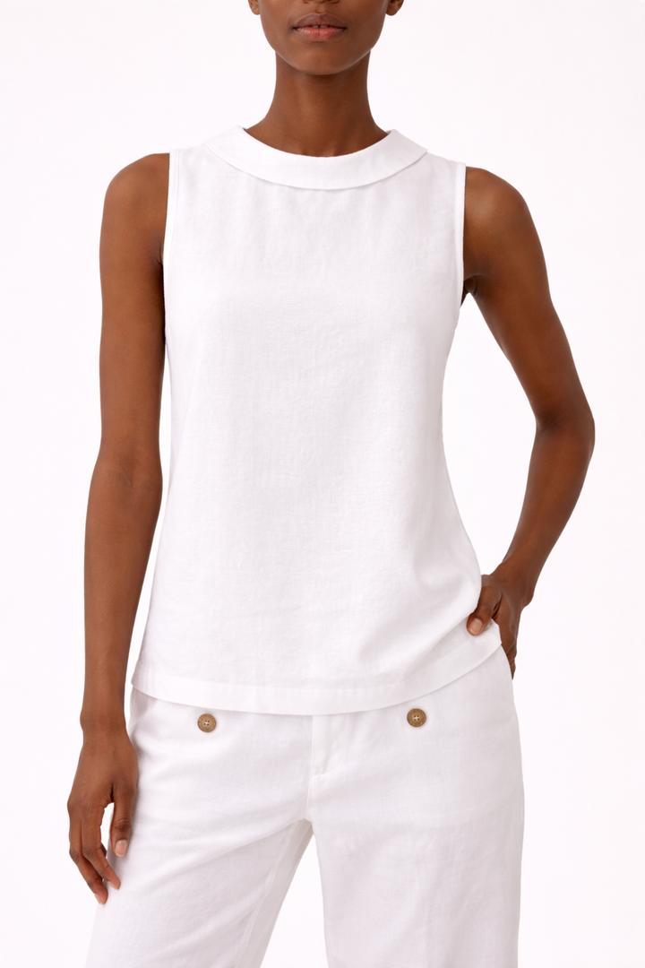 Women's Sleeveless Roll Collar Blouse