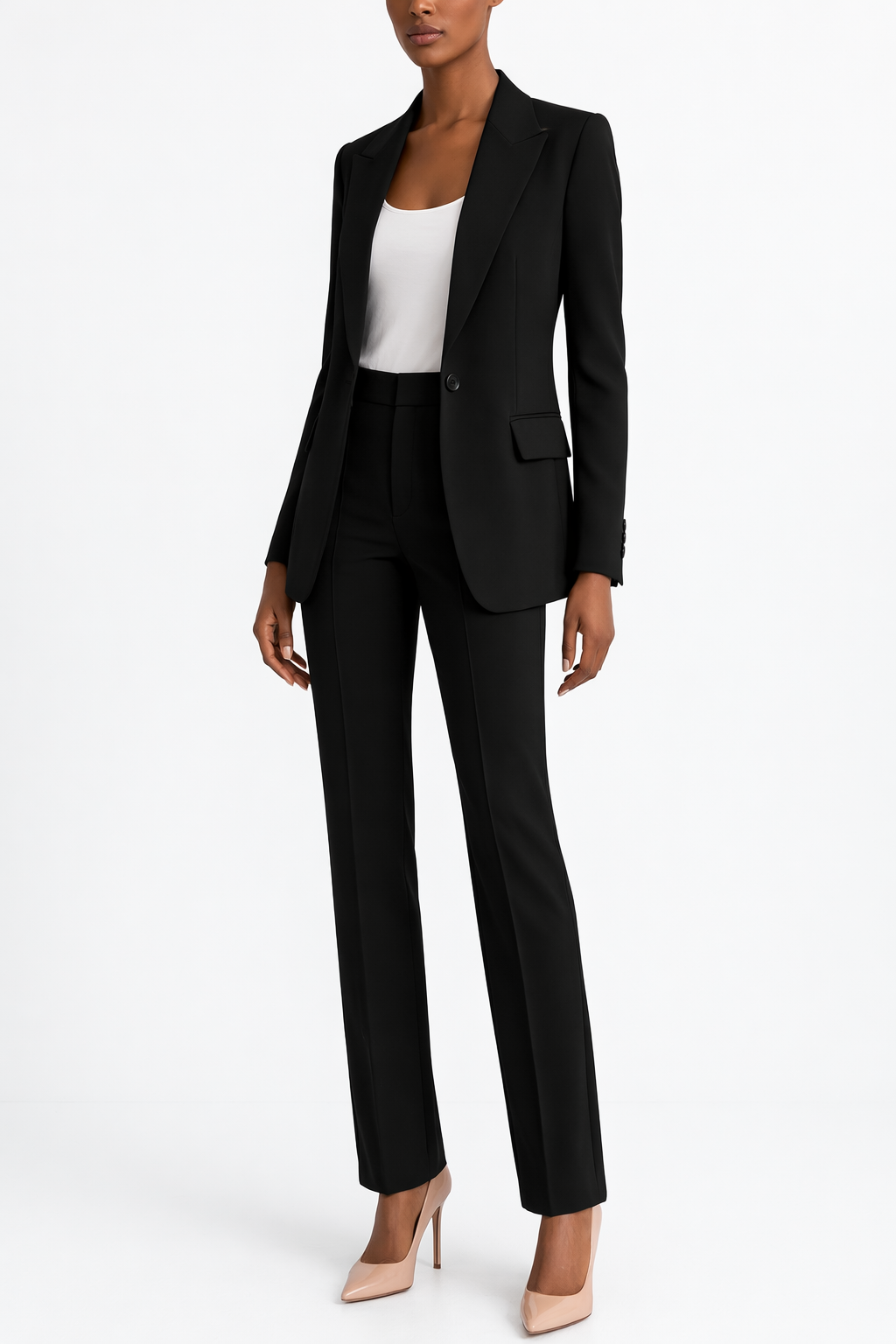 Women's Suit Set with Tailored Blazer and Straight Trousers
