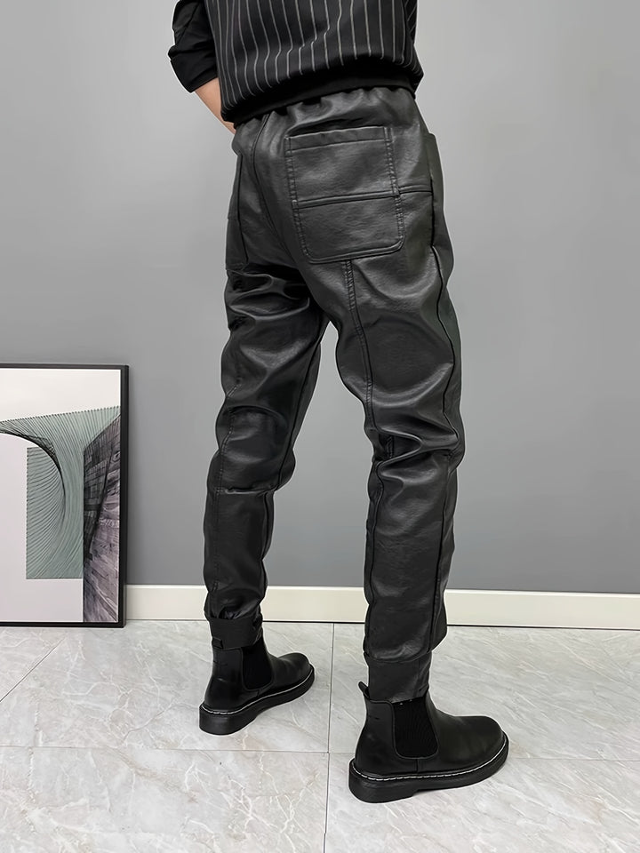 Men’s Tapered Pants with Decorative Stitching